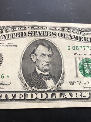 STAR ** $5 1995 (( GEM )) Fancy Serial Number ** PAPER CURRENCY | eBay