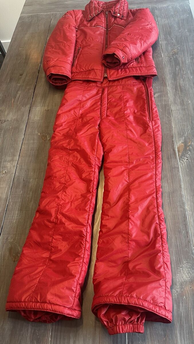 VTG Men's Goldwin Ski Bibs Jacket Suit Red Medium Made In VTG Men's Goldwin Ski Bibs Jacket Suit Red Medium Made In