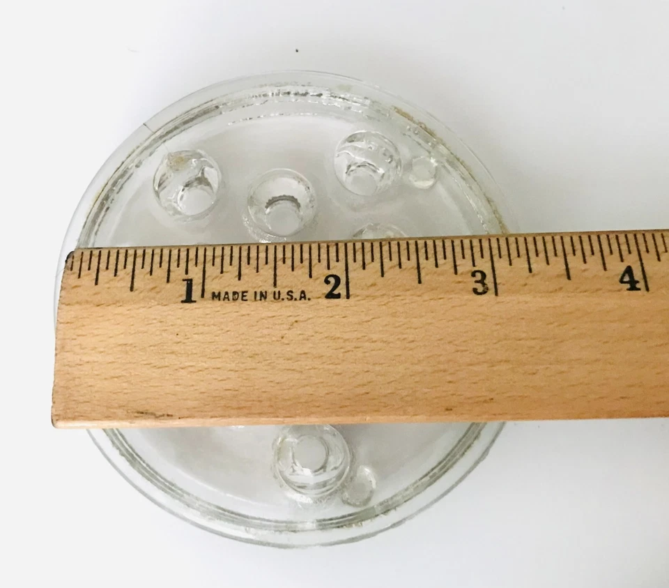 Rana flor vidrio grueso vintage transparente pesado 11 agujeros arreglo floral 3,25" Foto 3 de 4