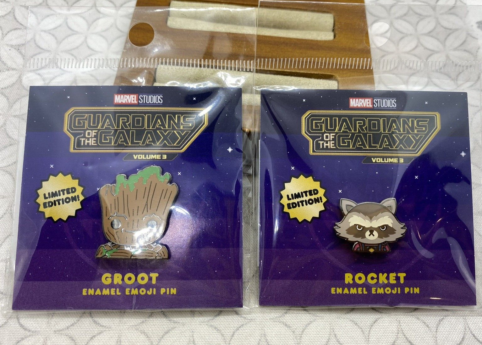 100% SOFT x MARVEL Guardians of the Galaxy Vol. 3 Rocket Groot Enamel Pin Set