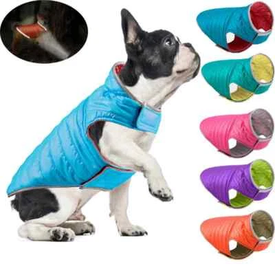 MARKENLOS Reversible Winterjacke für Hunde Wasserdicht Reflektierend 3-lagig