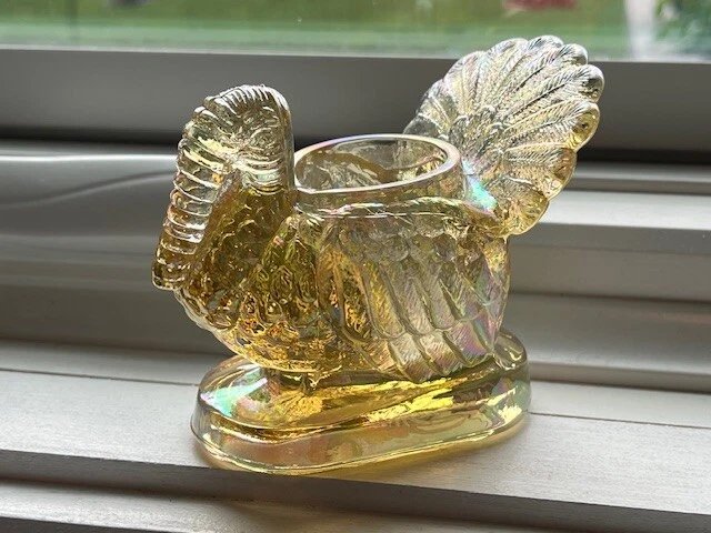 MOSSER GLASS USA Mosser Glass TURKEY Toothpick Holder - YOU CHOOSE COLOR! 3.25" Tall Thanksgiving