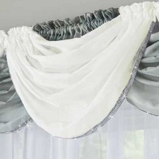 1 x GLITTER Glam Diamante Sparkle Glitz Ready Made Voile Swag Curtain Panel