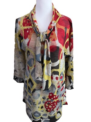 ATELIER 5 GOZDE YILMAZ Artist s Eclectic Tunic Top Mini Dress With Scarf Size XS
