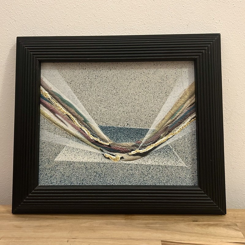 Vtg 80s 90s Abstract Futurism Painting Illusionism Mixed  Media Framed New Wave