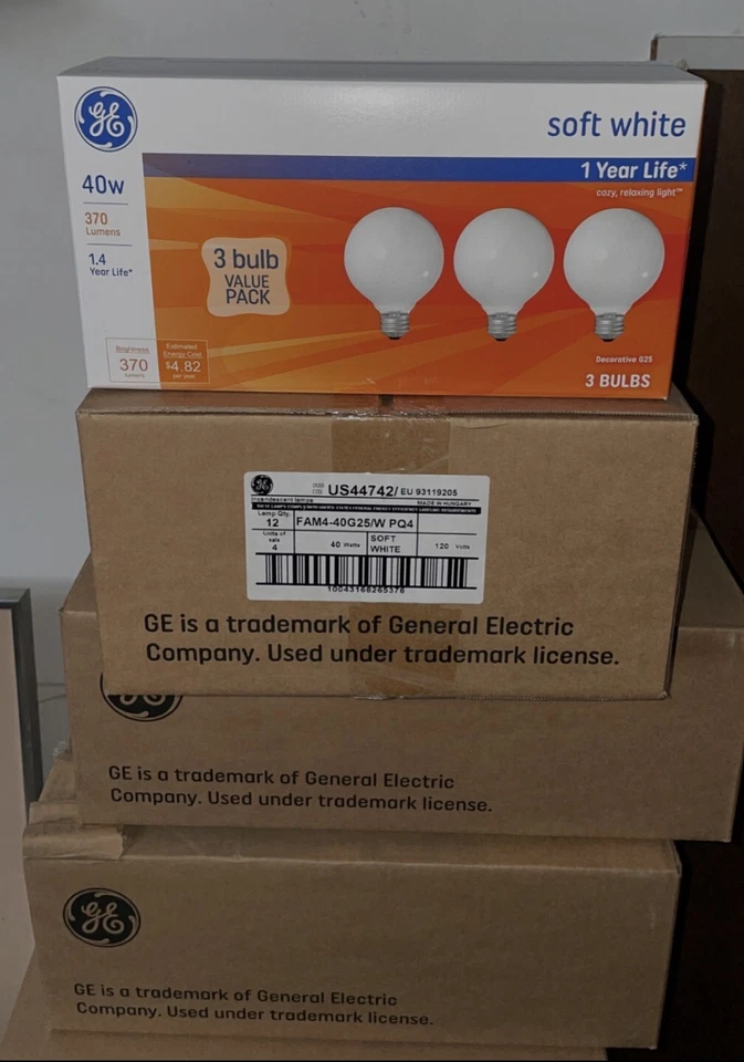 ***12 Bulbs*** GE 40-Watt Soft White G25 Vanity Globe Light Bulbs Medium Base  - Image 3 of 3