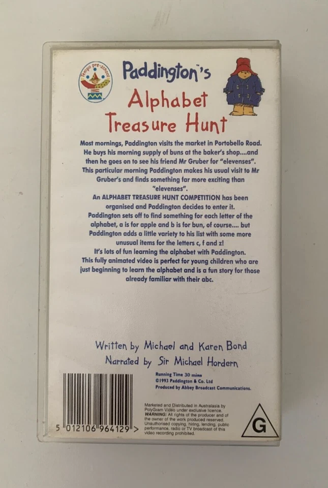 Paddington’s Alphabet Treasure Hunt VHS Video Little Learners Children’s 1993 - Image 2 of 4