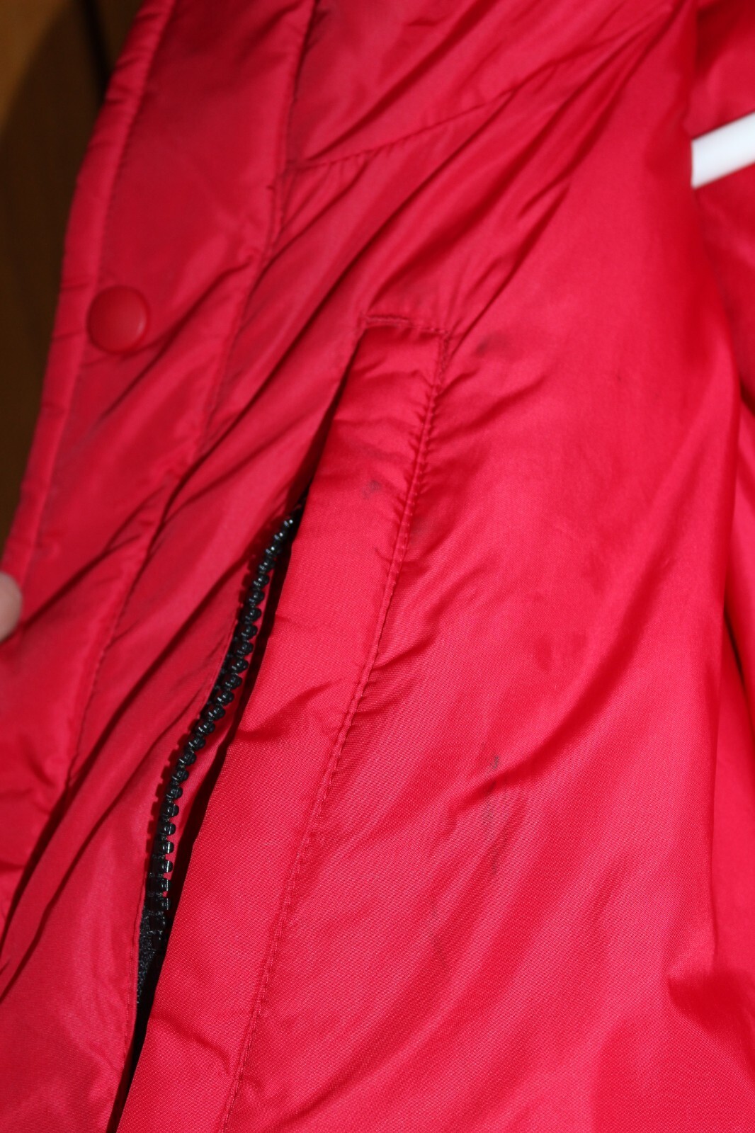 LL BEAN Men's LARGE 4244 Goose Down Puffer Parka Jacket Black Red Hood