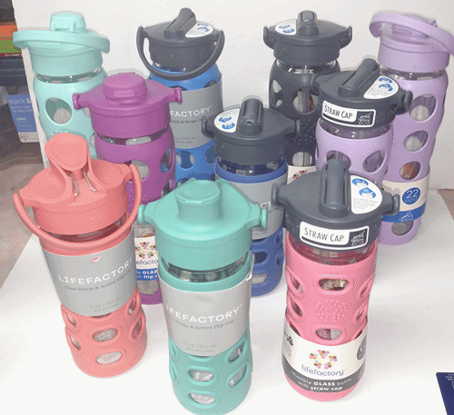 FREE SHIPPING NEW 4 x GLASS WATER BOTTLES WITH BPA FREE LID