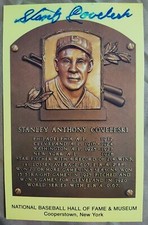 STANLEY COVELESKI AUTOGRAPHED SIGNED MLB BASEBALL HOF PLACQUE POSTCARD INDIANS
