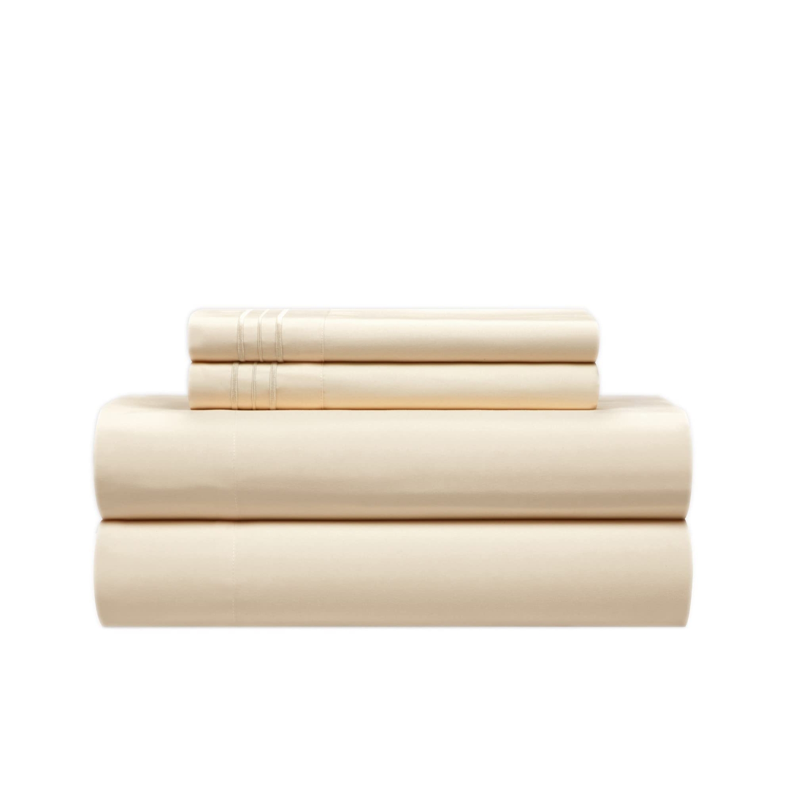 Lain 4 Piece Sheet Set Super Soft Stripe Embroidered Design – Includes 1 Flat...