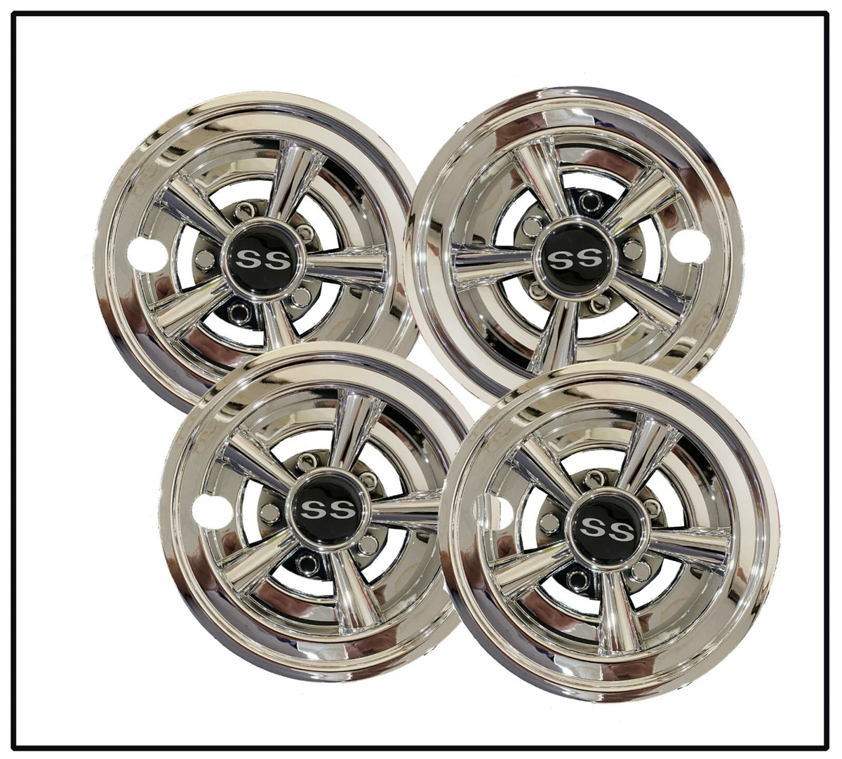 Set of 4 SS Golf Cart Wheel Covers Hub Caps 8