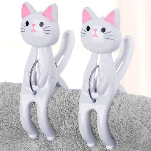 2x Cat Plastic Clothes Pegs Hanging Pins Windproof Clips Laundry Towel w/ Hook - Picture 12 of 14