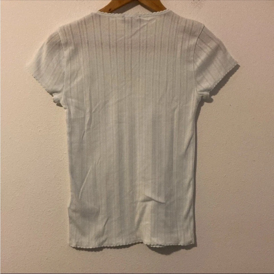 Camiseta J Crew Pointelle bebê pequena azul gelado - Imagem 4 de 4