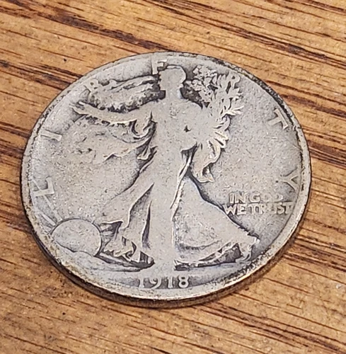 1918 D Walking Liberty Half Dollar US Silver Coin 90% G Good