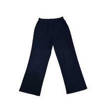 St John Basics Santana Knit Wide Leg Pants Size 8 Navy Blue Elastic Waist Wool