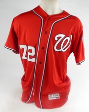 Camiseta deportiva roja 2018 Washington Nationals Enny Romero #72 usada parche ST 48 8