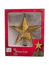 Home Accents Holiday 24IA0004W 11in LED Gold Star Tree Topper 1011 095 950 NEW