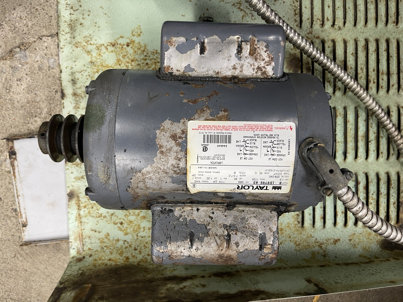 Taylor Ice Cream Machine Motor 021522-27L / 089459-27 Singe Phase 208-230V