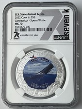 2022 U.S. State Animal Series Connecticut - Sperm Whale NGC MS70 Cook Is. $5