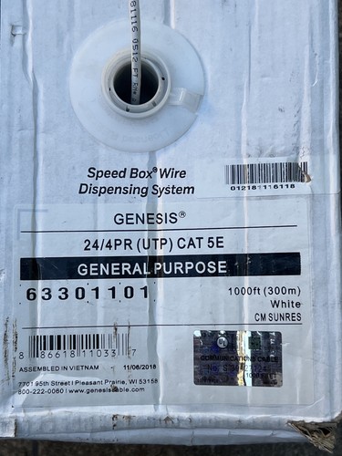 Honeywell Genesis 6330 24/4P CAT5E LAN U/UTP Networking Cable UV White /510ft 