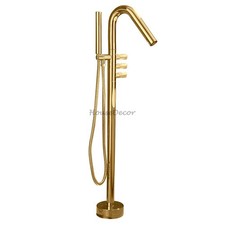 Freestanding Bathtub Tap Round Button Floor Mounted Bath Tub Water Filler Faucet