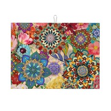 Boho Floral Dish Drying Mat for Kitchen Counter, 18 x 24 Inch Microfiber Dish...