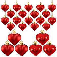 24 Pieces Valentine's Day Heart Shaped Ornaments, Glossy and Matt Heart Baubl...