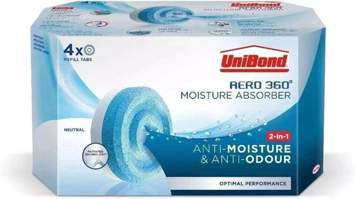 UniBond AERO 360° Moisture Absorber Neutral Refill Tab, ultra-absorbent-4 PACK