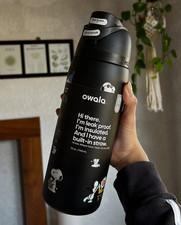 Limited Edition Snoopy x Owala 32oz FreeSip Black Stainless Water Bottle New
