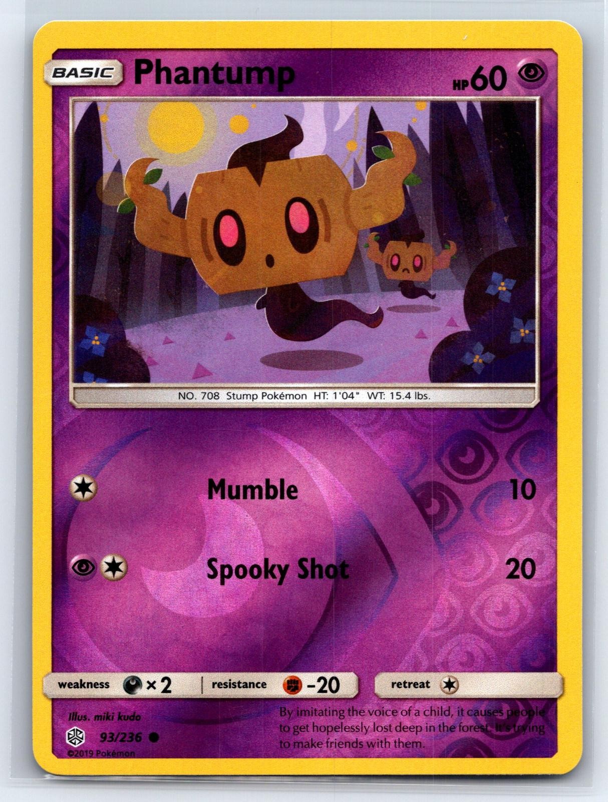Phantump 93/236 Common Cosmic Eclipse Pokemon Reverse Holo Lightly Played