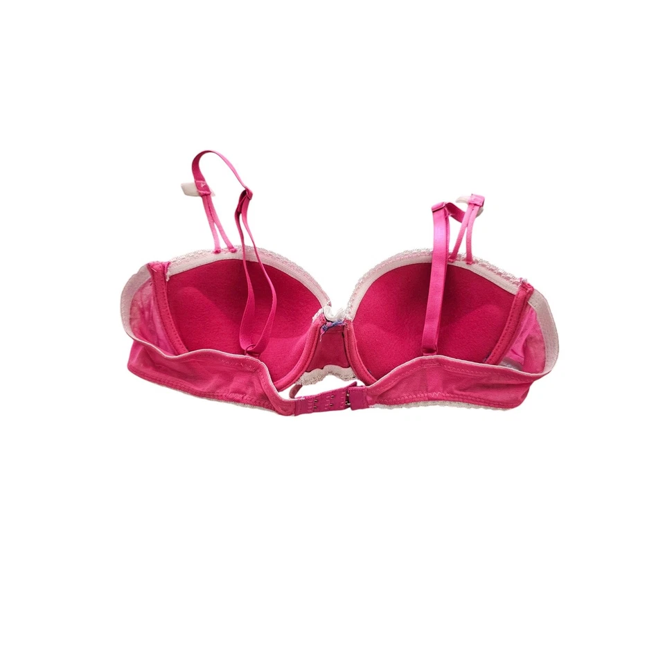 Sujetador push up acolchado vintage Y2K Native Intimates para mujer talla 36B rosa con encaje Foto 3 de 4