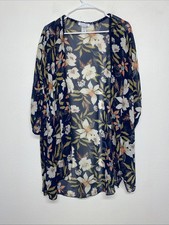 Emory Park Women s Size XL Caley Open Front Floral Navy Kimono