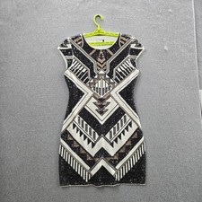 Express Women Dress L Black Geometric Bodycon Mini Sequin