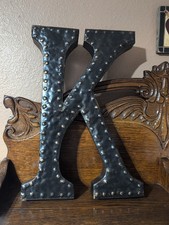 Initial K, Tin Metal Black  Gold Decorative Letter K. 17"x11"x1 3/4"