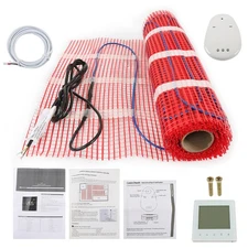 10 Sqft Heating Mat Kit Electric Radiant Floor Heating For Under Tile & Laminate