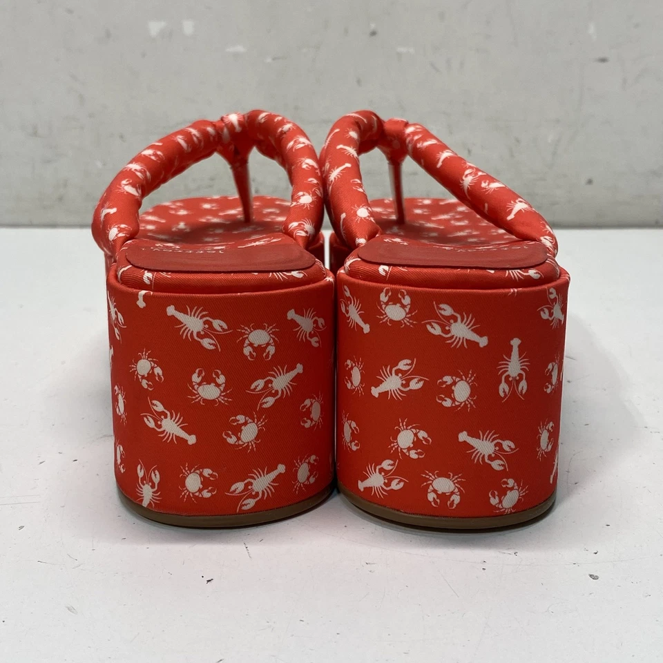 Шлепанцы на каблуках женские Jeffrey Campbell оранжевые с принтом в виде крабов и омаров размер 8 - Изображение 4 из 4