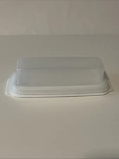 Butter Keeper Tray 8"x2" Wh Dish Set W/ Tray & Clear Lid Airtight New