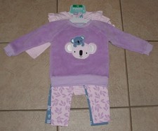 NEW NWT Girls Sz 18 Months Purple KOALA BEAR Shirts  Leggings 4 Pc Set PEKKLE