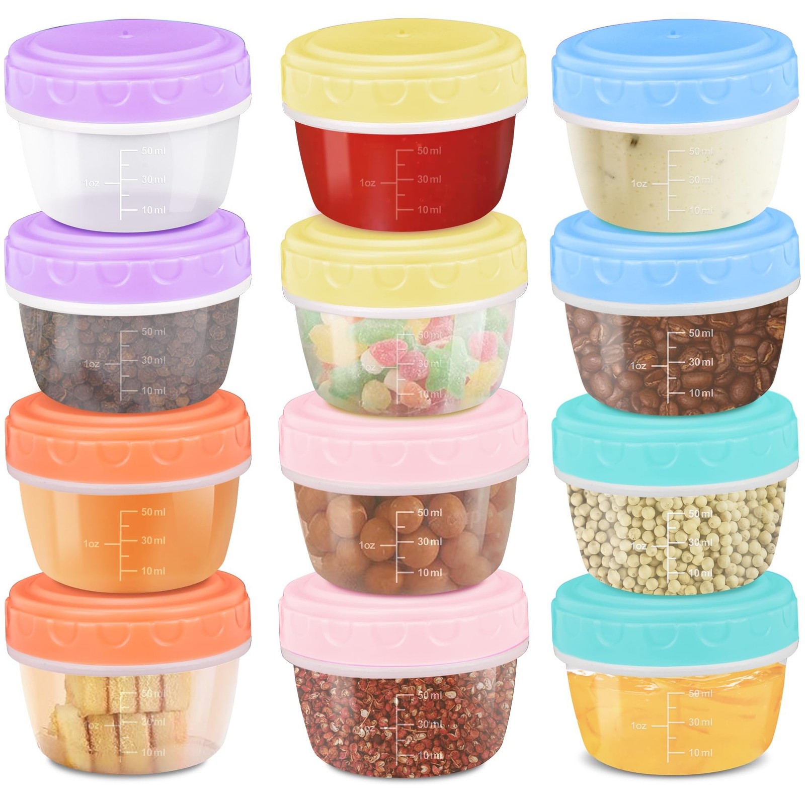 12 Pack Salad Dressing Container to Go, 2oz Condiment Contai