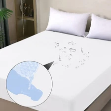 White Mattress Protector 18in Deep Pocket Waterproof Breathable Fitted Bed Cover