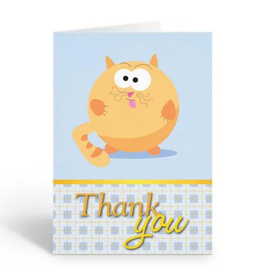Cute Cat Thank You Blank Notecard - 10 Notecards - B14259