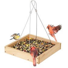 TT Nature Platform Bird Feeder for Outdoor, Eco-Friendly Wood Hanging Tray...