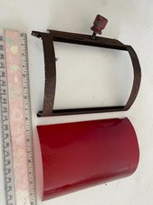 RAILWAY SLIDING KNOB RED GLASS & FRAME 5.20" TALL 3.50" ACROSS FLAT (F)
