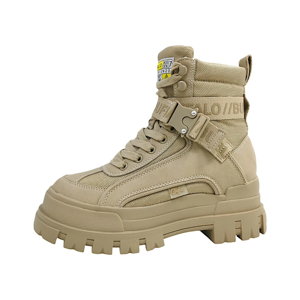 Buffalo ASPHA COM 1 Damenschuhe Schnürstiefel Beige Freizeit