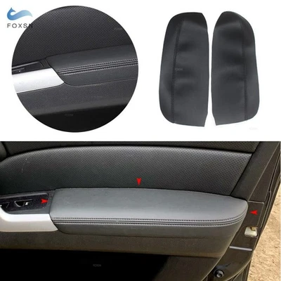 2Pcs All BLACK Leather Front Door Panel Armrest Cover For Acura RDX 2007-2012 - Image 1 of 4