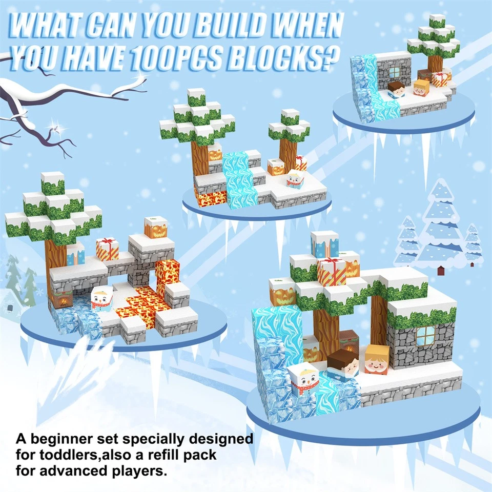 300pcs DIY Magnetic Building Blocks Snow world Stacking Kids Toys For Ages 3+ - Image 4 of 4
