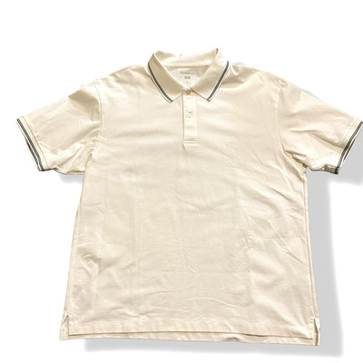 JW Anderson Uniqlo Mens XL Polo Shirt White Green Striped Trim JWA Logo Pique