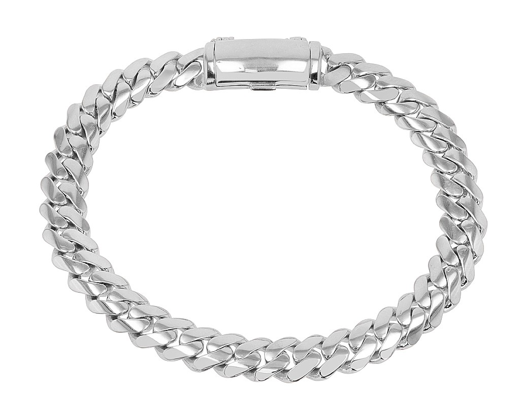 Curb Solid Miami Cuban Link Chain Bracelet 8MM 10K or 14K White Gold 7-9”