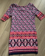 Eliza J Womens 6 Dress Pink Geometric Stretch 1/2 Sleeve